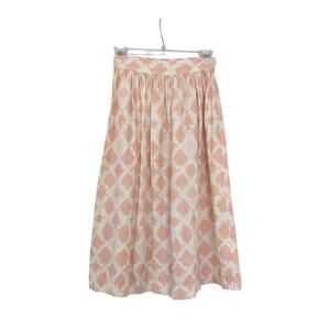 Zara Girls Ecru Orange Pastel Floral Print Linen Blend Midi Skirt Size 11-12